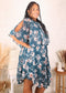Plus Size Sleeve Cutout Dress, Blue