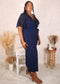 Plus Size Swiss Dot Sleeve Jumpsuit, Navy