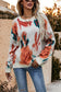 Abstract Flower Pattern Knit Sweater