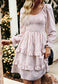 Floral Shirred V Neck Tiered Dress
