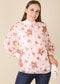 Multi-Floral Pattern Bishop Sleeve Blouse