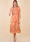 Shirred Surplice Neck Floral Dress