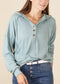 Drop Shoulder Button Front Hooded Sweater