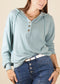 Drop Shoulder Button Front Hooded Sweater