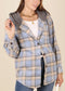 Contrast Hood Plaid Shacket