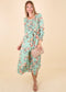 Scoop Neck Shirred Floral Dress