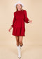 Jewel Neck Shirred Dress