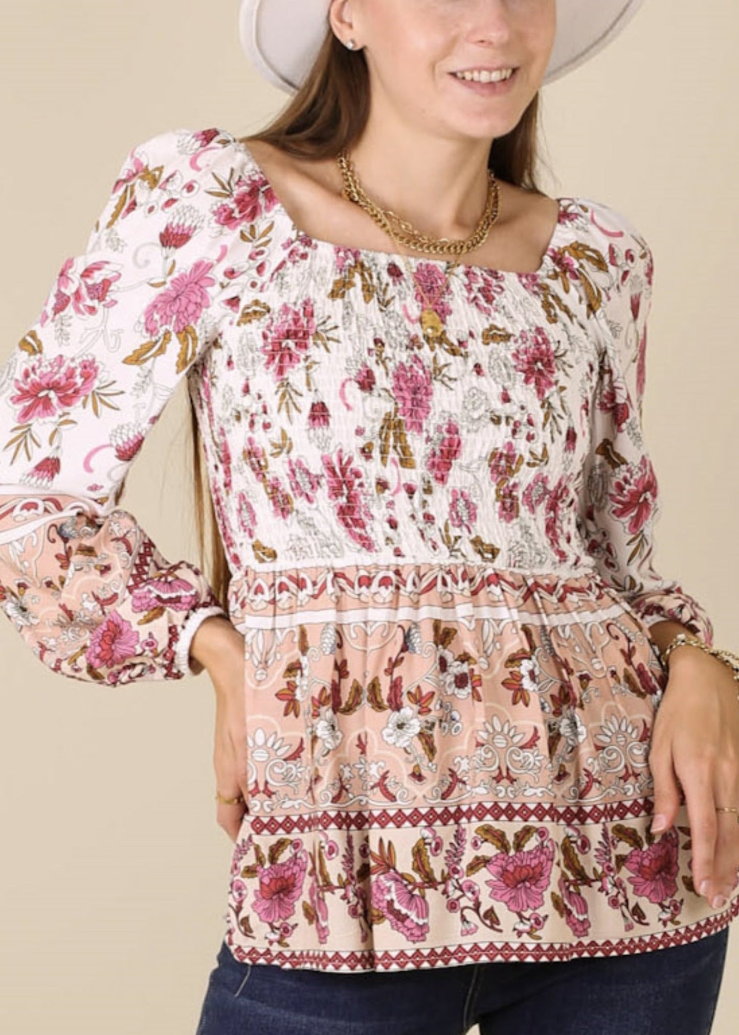 Multicolor Floral Bohemian Top