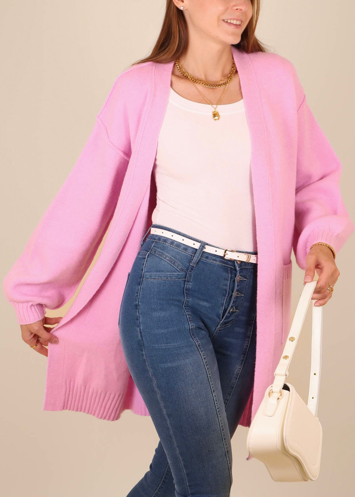 Long Sleeve Overcoat Sweater Open Front Cardi