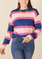 Striped Color Block Knitted Round Neck Sweater