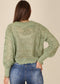 Solid Crochet Knit Semi-Sheer V-Neck Sweater