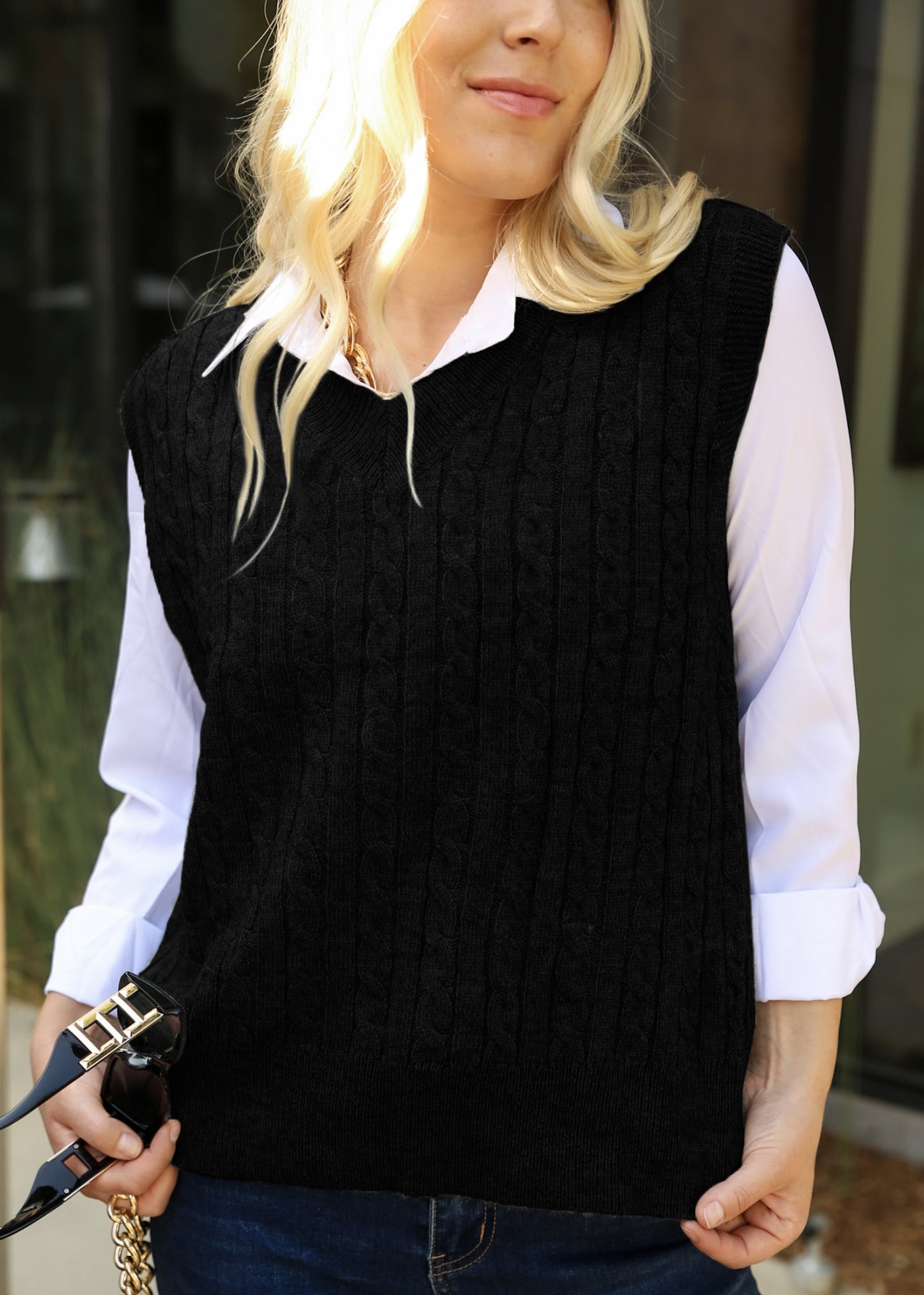 Cable Knit Pattern Sweatervest