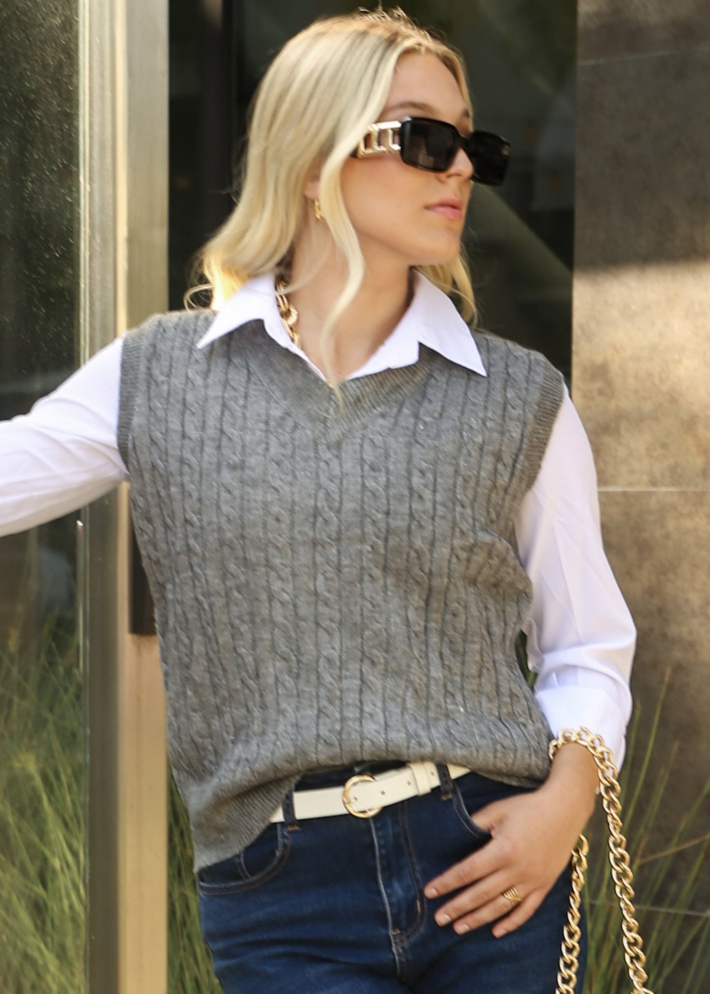 Cable Knit Pattern Sweatervest