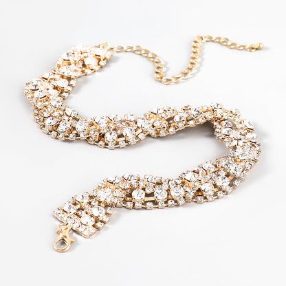 Fancy Crystal Embellished Wavy Chocker Necklace