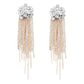 Fancy Crystal Embellished Chain Dangle Earrings