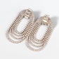 Fancy Crystal Embellished Oval Layered Dangle Earrings