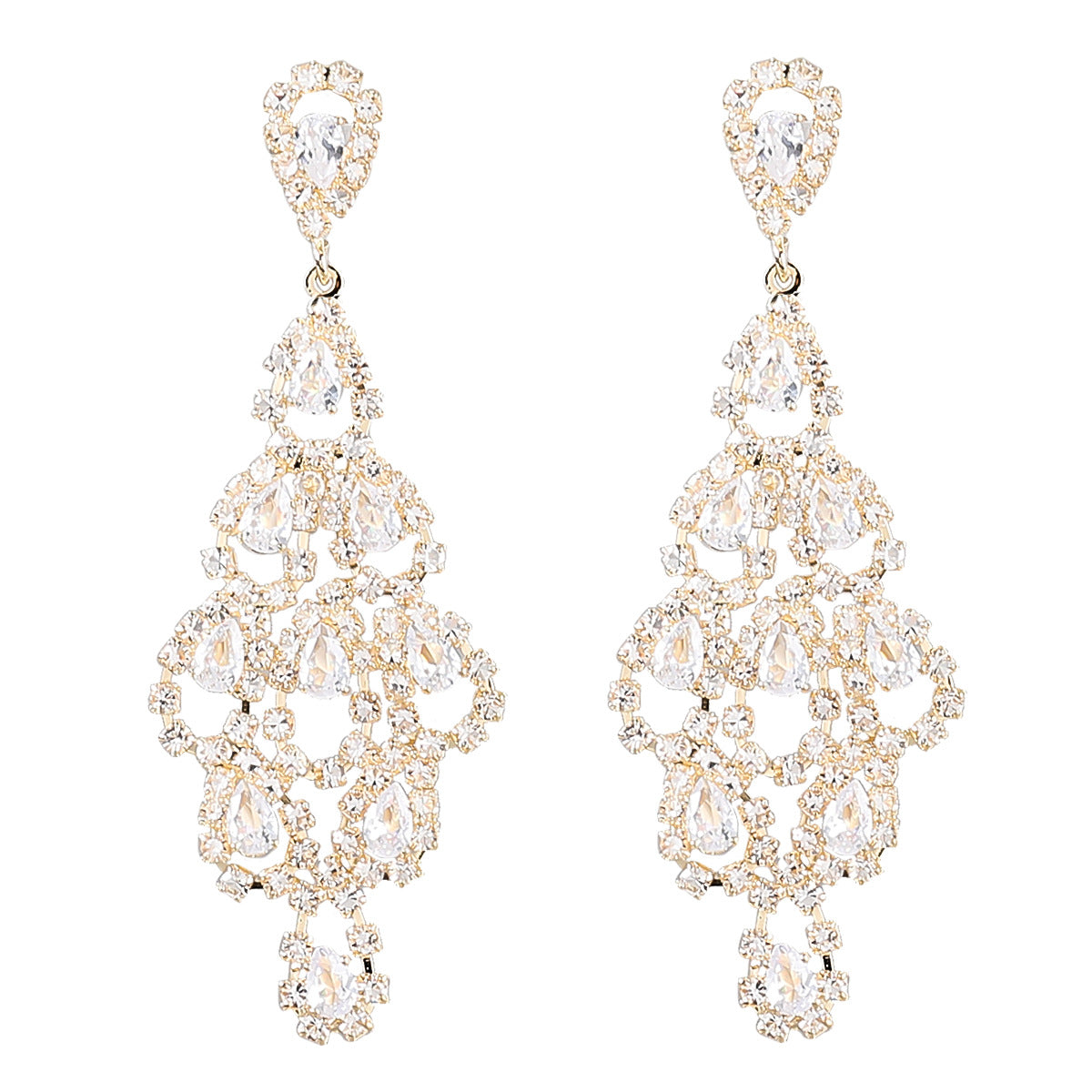 Fancy Crystal Embellished Dangle Earrings