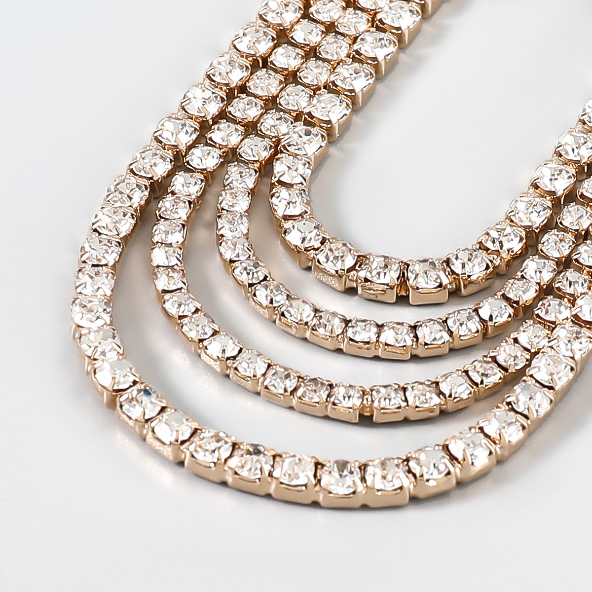 Fancy Crystal Embellished Oval Layered Dangle Earrings