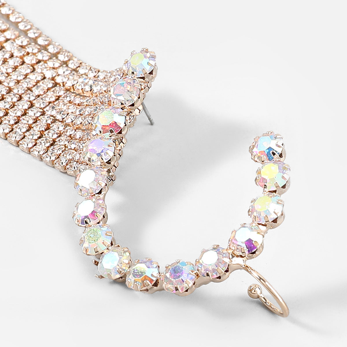 Fancy Crystal Embellished Dangle Earrings with Ear Climber