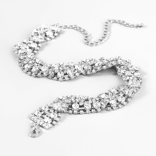 Fancy Crystal Embellished Wavy Chocker Necklace