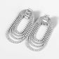 Fancy Crystal Embellished Oval Layered Dangle Earrings