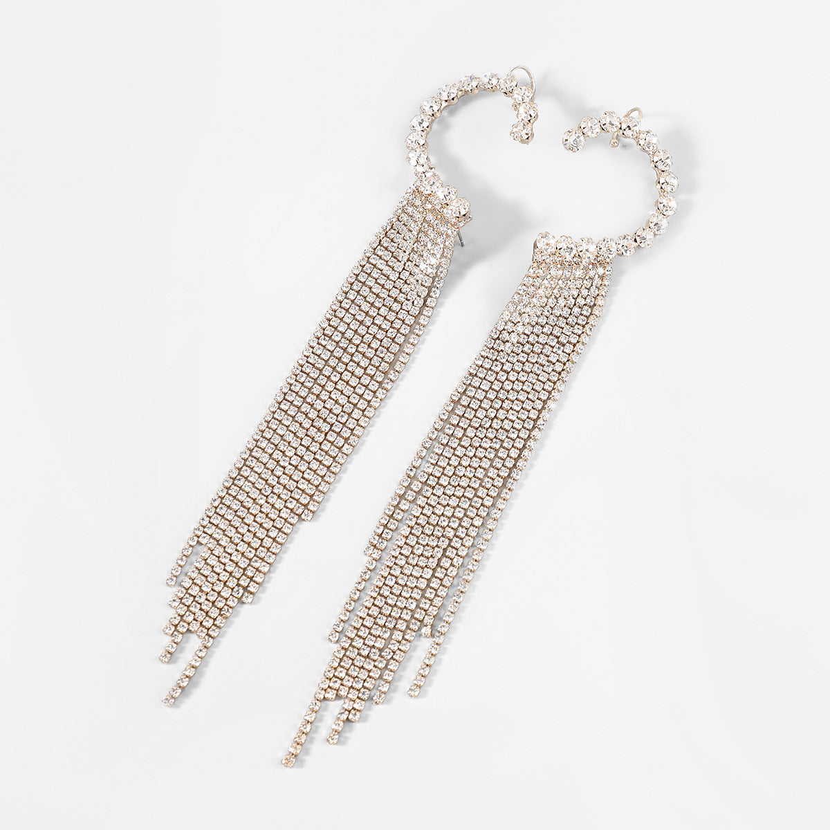 Fancy Crystal Embellished Dangle Earrings with Ear Climber