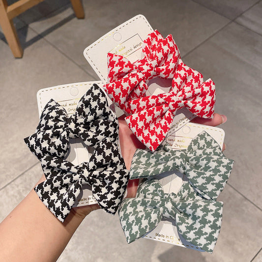 Houndstooth Patterned Ribbon Hair Clip