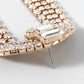 Fancy Crystal Embellished Oval Layered Dangle Earrings