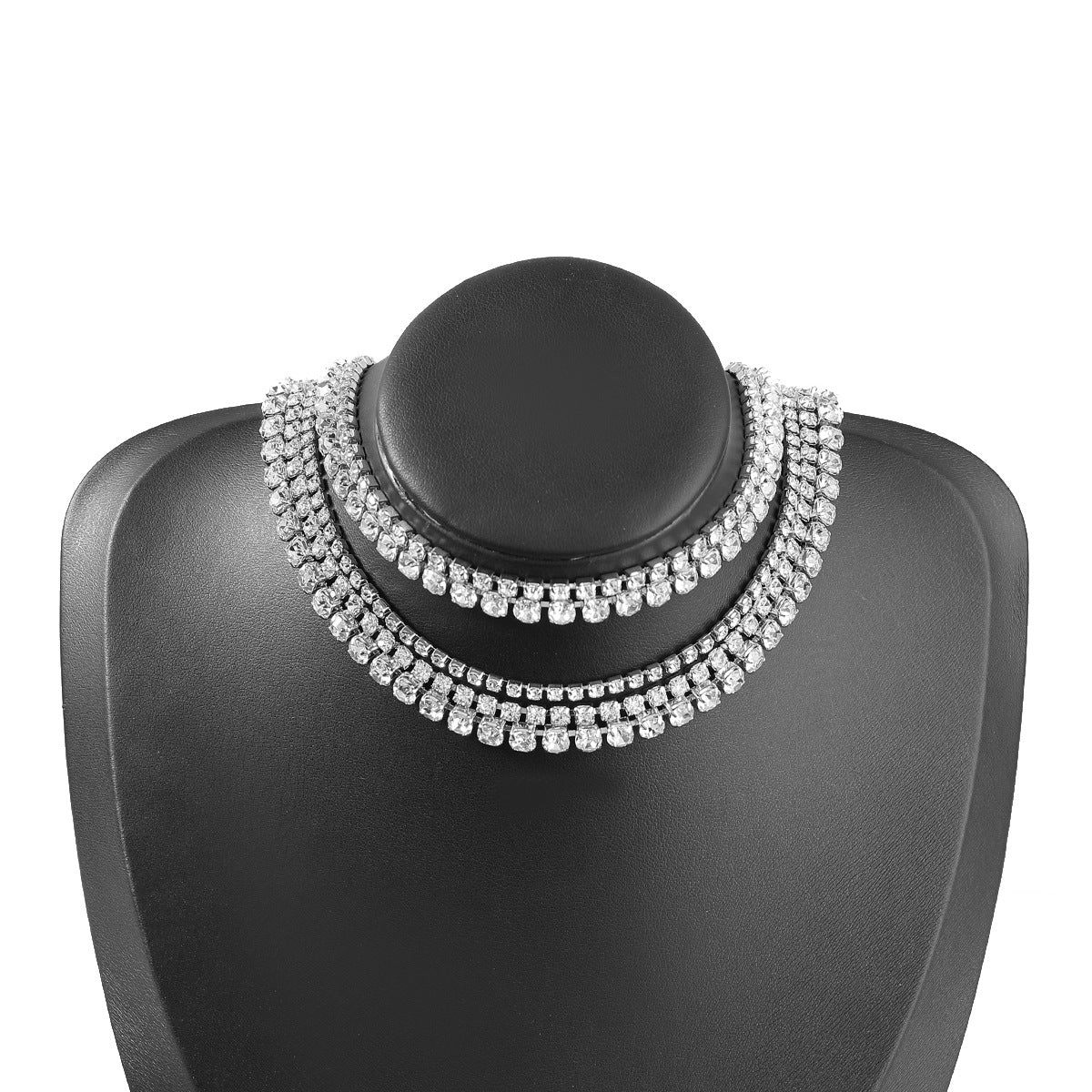 Fancy Crystal Embellished Layered Chocker Necklace