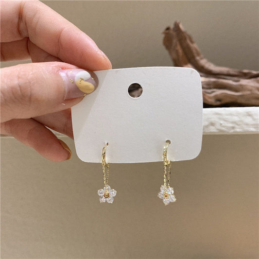 Small Crystal Flower Dangle Earrings