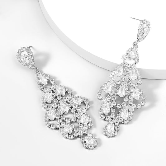 Fancy Crystal Embellished Dangle Earrings