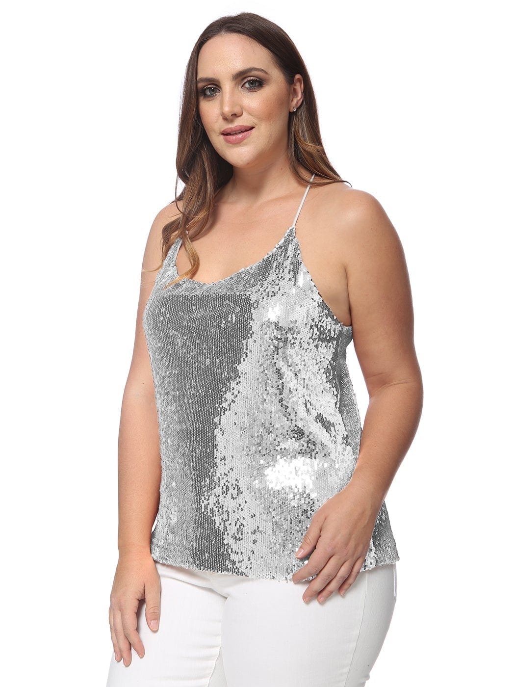 Plus Size Camisole Sequin Tank Top