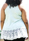 Plus Size Floral Lace Extender Tank Vest Crew Neck Loose Camisole Blouse Tops, Green