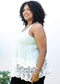 Plus Size Floral Lace Extender Tank Vest Crew Neck Loose Camisole Blouse Tops, Green