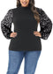 Anna-Kaci Women's Plus Size Sparkle Sequin Sweatshirt Mock Neck Pullover Long Sleeve Glitter Party Tops