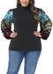 Anna-Kaci Women's Plus Size Sparkle Sequin Sweatshirt Mock Neck Pullover Long Sleeve Glitter Party Tops