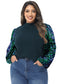 Anna-Kaci Women's Plus Size Sparkle Sequin Sweatshirt Mock Neck Pullover Long Sleeve Glitter Party Tops