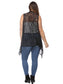 Plus Size Boho Open Front Crochet Cover Up Sleeveless Shawl Cardigan Vest, Black