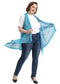 Plus Size Boho Open Front Crochet Cover Up Sleeveless Shawl Cardigan Vest, Blue