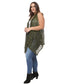 Plus Size Boho Open Front Crochet Cover Up Sleeveless Shawl Cardigan Vest, Olive Green