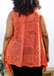 Plus Size Boho Open Front Crochet Cover Up Sleeveless Shawl Cardigan Vest, Orange