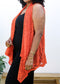 Plus Size Boho Open Front Crochet Cover Up Sleeveless Shawl Cardigan Vest, Orange
