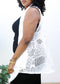 Plus Size Boho Open Front Crochet Cover Up Sleeveless Shawl Cardigan Vest, White