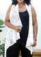 Plus Size Boho Open Front Crochet Cover Up Sleeveless Shawl Cardigan Vest, White