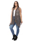 Plus Size Boho Open Front Crochet Cover Up Sleeveless Shawl Cardigan Vest, Brown