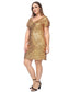 Plus Size Sequin Ruched Sleeve Cocktail Dress