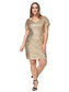 Plus Size Sequin Ruched Sleeve Cocktail Dress