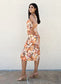 Plunge Neck Tropical Print Dress