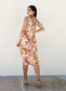 Plunge Neck Tropical Print Dress