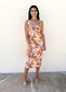 Plunge Neck Tropical Print Dress